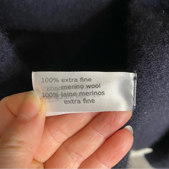 Erdaine Knitwear Open Front Wool Sweater Navy S - Picture 3 of 6